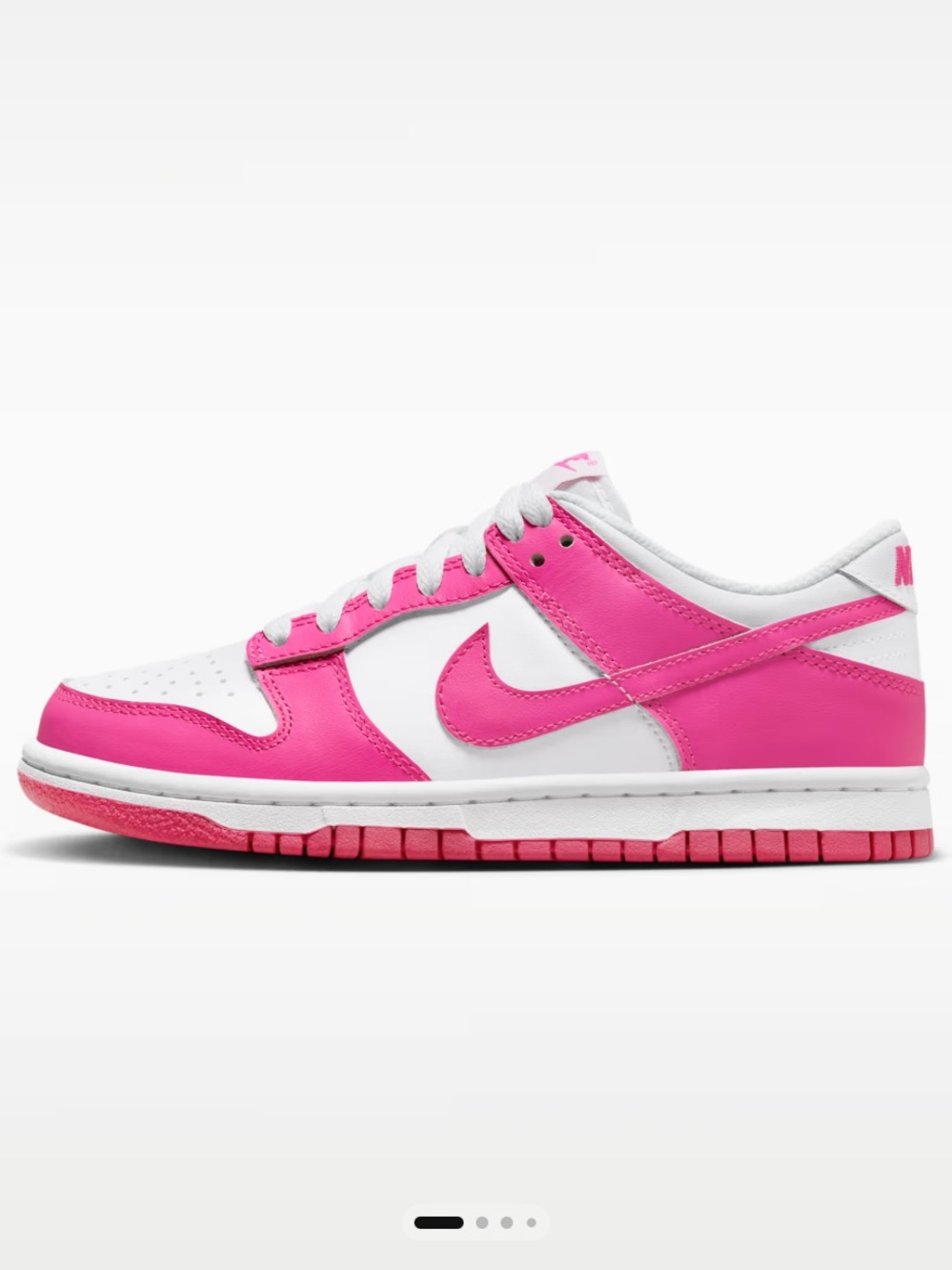 Kids Nike Dunk Low Pink White Athletic Sneakers 3
